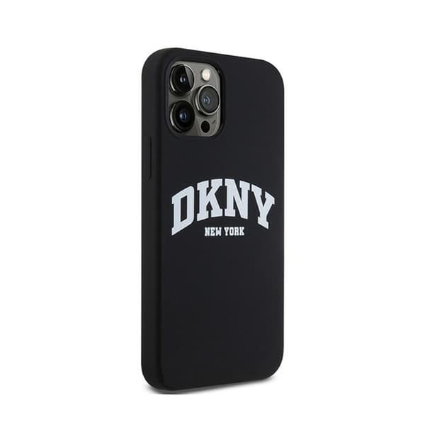 DKNY Liquid Silicone White Printed Logo MagSafe - iPhone 12 / iPhone 12 Pro -kotelo (musta)