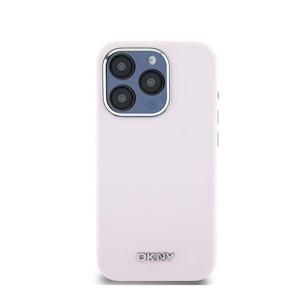 DKNY nestemäinen silikoninen pieni metallinen logo MagSafe - iPhone 14 Pro -kotelo (vaaleanpunainen)