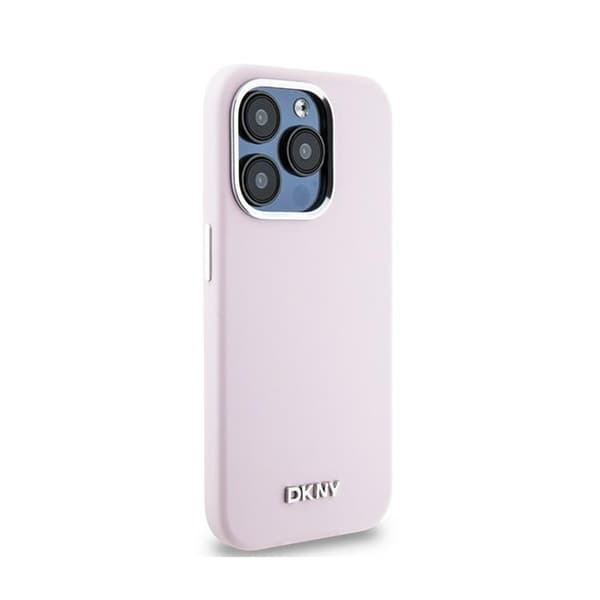 DKNY nestemäinen silikoninen pieni metallinen logo MagSafe - iPhone 14 Pro -kotelo (vaaleanpunainen)