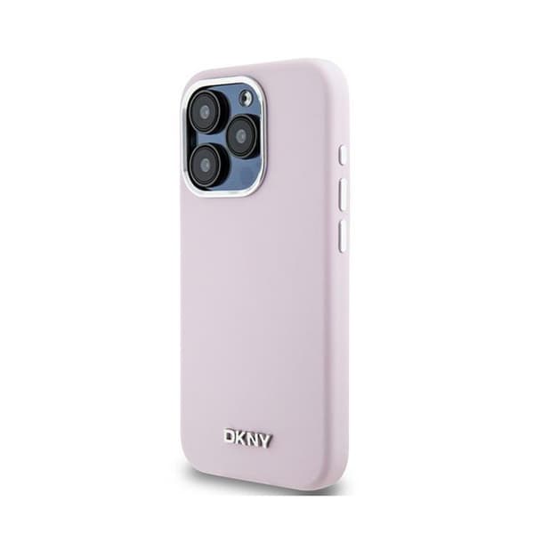 DKNY nestemäinen silikoninen pieni metallinen logo MagSafe - iPhone 14 Pro -kotelo (vaaleanpunainen)