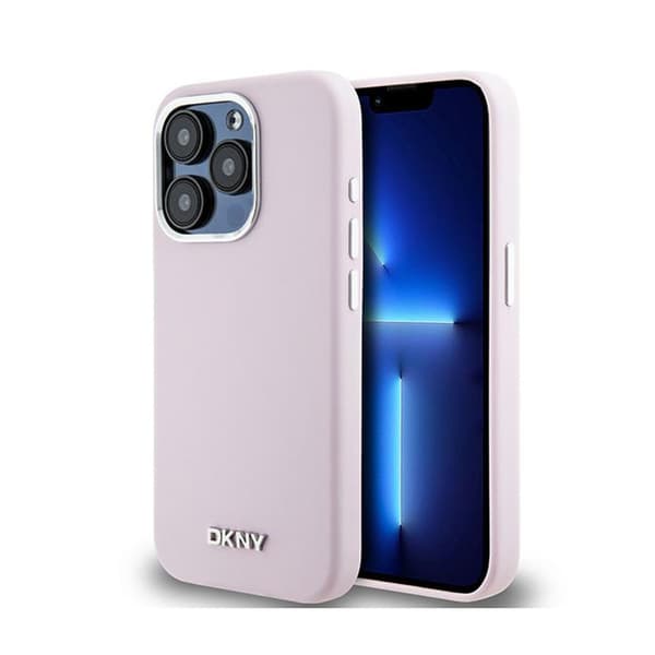 DKNY nestemäinen silikoninen pieni metallinen logo MagSafe - iPhone 14 Pro -kotelo (vaaleanpunainen)