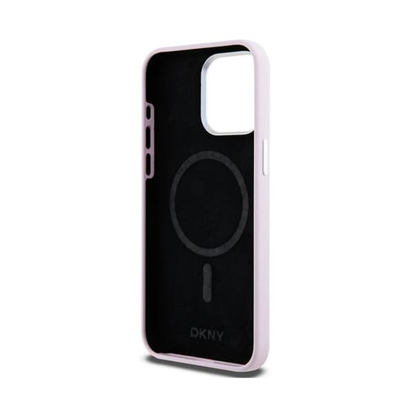 DKNY Liquid Silicone Small Metal Logo MagSafe - iPhone 14 Pro Max -kotelo (vaaleanpunainen)