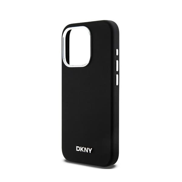 DKNY nestemäinen silikoninen pieni metallinen logo MagSafe - iPhone 15 Pro -kotelo (musta)