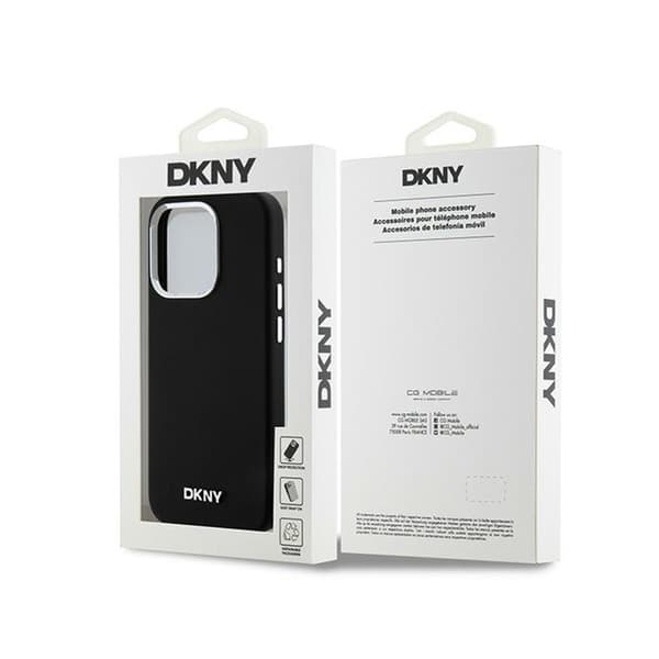 DKNY nestemäinen silikoninen pieni metallinen logo MagSafe - iPhone 15 Pro -kotelo (musta)