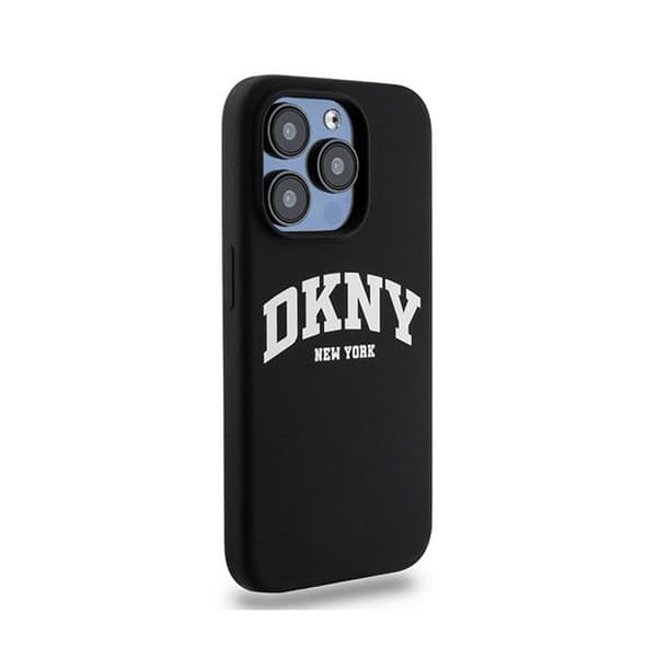 DKNY Liquid Silicone White Printed Logo MagSafe - iPhone 15 Pro -kotelo (musta)