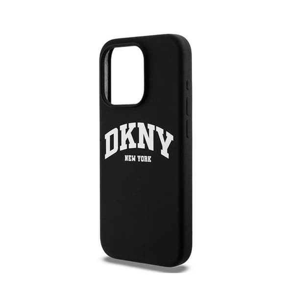 DKNY Liquid Silicone White Printed Logo MagSafe - iPhone 15 Pro -kotelo (musta)