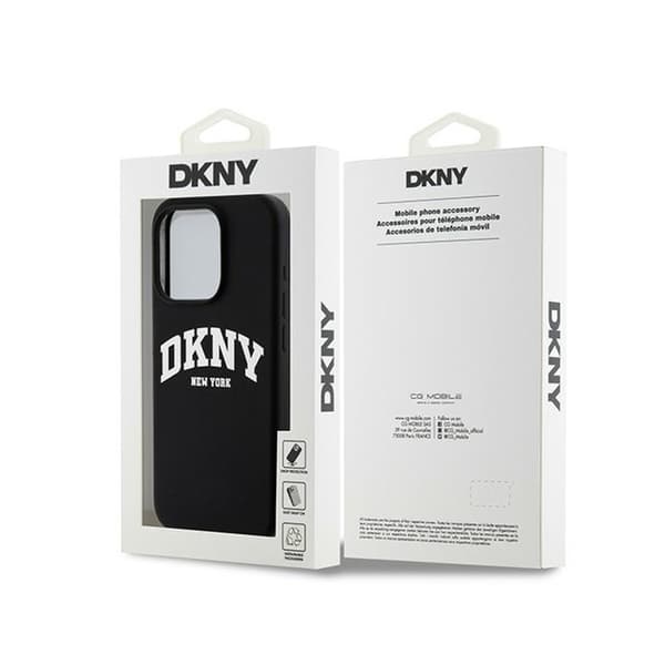 DKNY Liquid Silicone White Printed Logo MagSafe - iPhone 15 Pro -kotelo (musta)