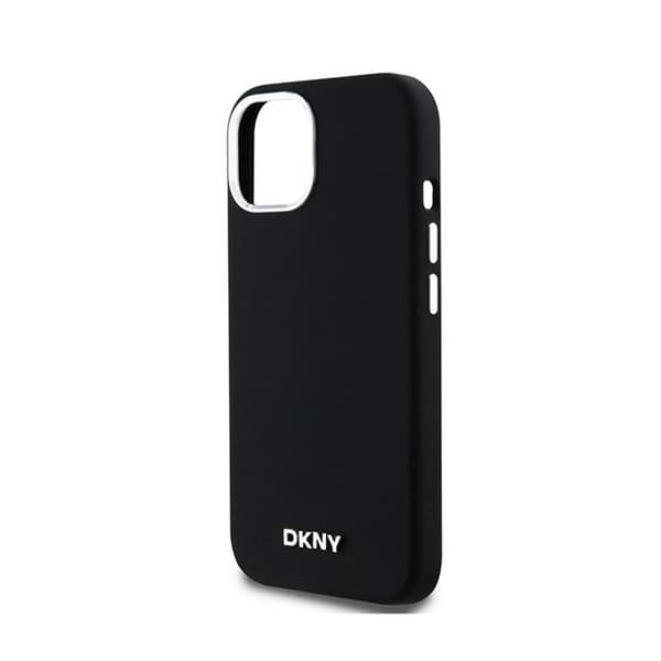 DKNY Flydende Silikone Lille Metallogo MagSafe - iPhone 15 Plus / 14 Plus Etui (Sort)
