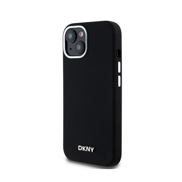 DKNY Flydende Silikone Lille Metallogo MagSafe - iPhone 15 Plus / 14 Plus Etui (Sort)