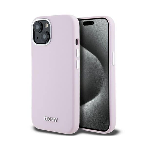 DKNY Flydende Silikone Lille Metal Logo MagSafe - iPhone 15 Plus / 14 Plus Etui (Pink)
