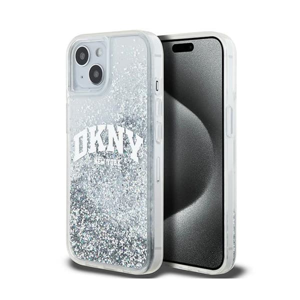 DKNY Liquid Glitter Big Logo - iPhone 15 / 14 / 13 cover (hvid)