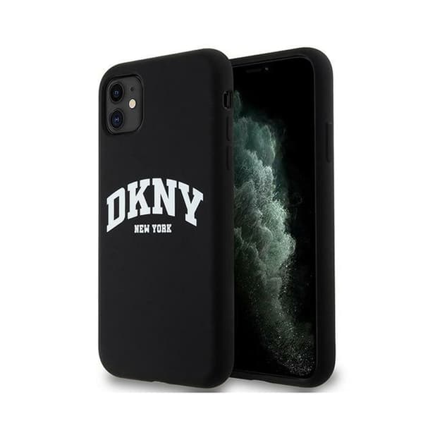 DKNY nestemäinen silikoninen valkoinen painettu logo MagSafe - iPhone 11 -kotelo (musta)