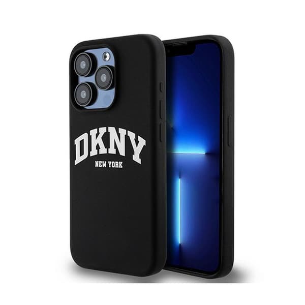 DKNY Liquid Silicone White Printed Logo MagSafe - iPhone 13 Pro -kotelo (musta)