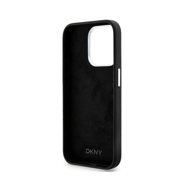 DKNY nestemäinen silikoninen pieni metallinen logo MagSafe - iPhone 14 Pro -kotelo (musta)