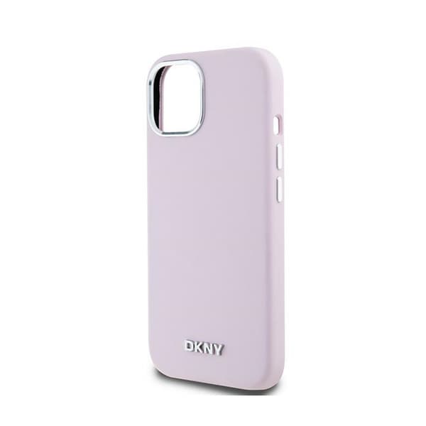 DKNY nestemäinen silikoninen pieni metallinen logo MagSafe - iPhone 15 / 14 / 13 -kotelo (vaaleanpunainen)