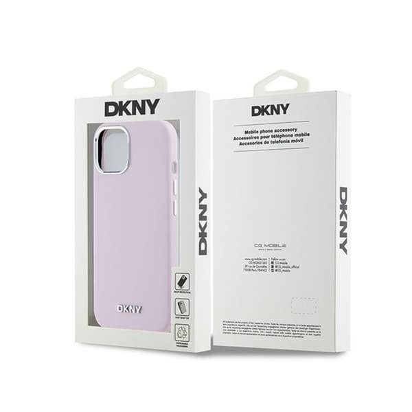 DKNY nestemäinen silikoninen pieni metallinen logo MagSafe - iPhone 15 / 14 / 13 -kotelo (vaaleanpunainen)