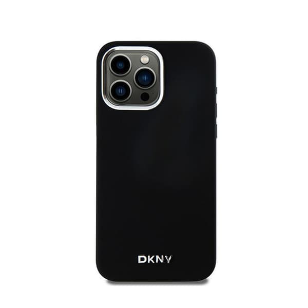 DKNY Liquid Silicone Small Metal Logo MagSafe - iPhone 15 Pro Max -kotelo (musta)
