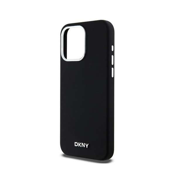 DKNY Liquid Silicone Small Metal Logo MagSafe - iPhone 15 Pro Max -kotelo (musta)