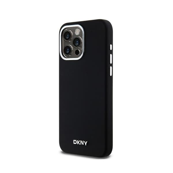 DKNY Liquid Silicone Small Metal Logo MagSafe - iPhone 15 Pro Max -kotelo (musta)