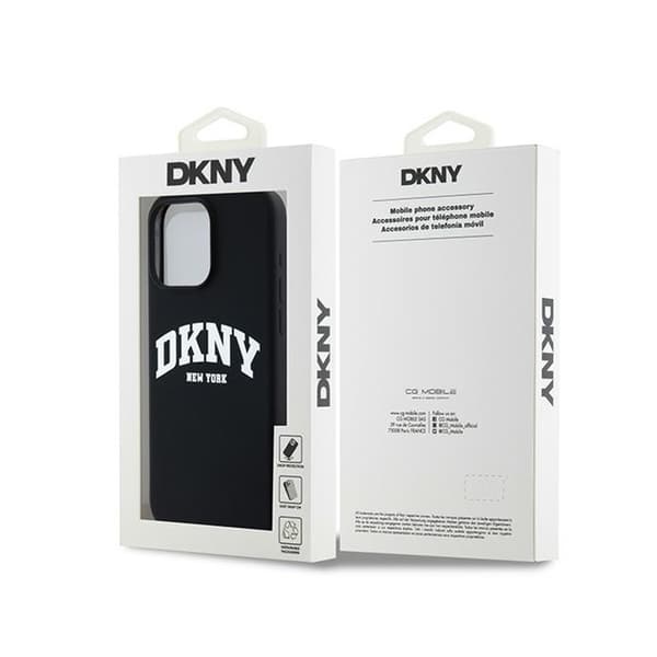 DKNY Liquid Silicone White Printed Logo MagSafe - iPhone 15 Pro Max -kotelo (musta)
