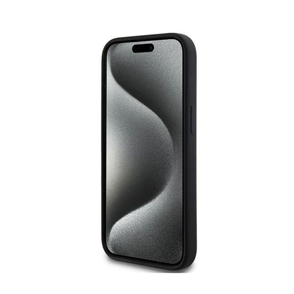 DKNY Liquid Silicone White Printed Logo MagSafe - iPhone 15 Plus / 14 Plus -kotelo (musta)