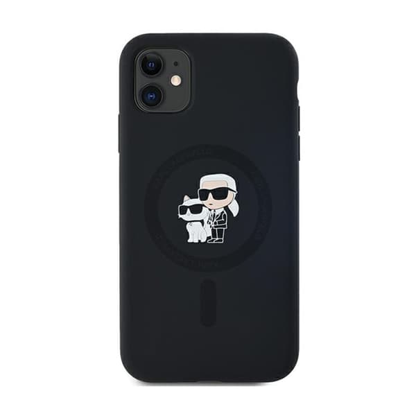 Karl Lagerfeld silikoninen Karl & Choupette MagSafe - iPhone 11 -suojakuori (musta)