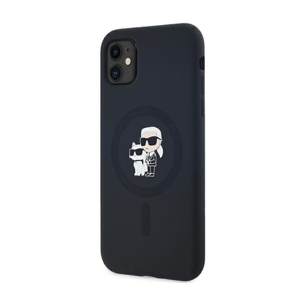 Karl Lagerfeld silikoninen Karl & Choupette MagSafe - iPhone 11 -suojakuori (musta)