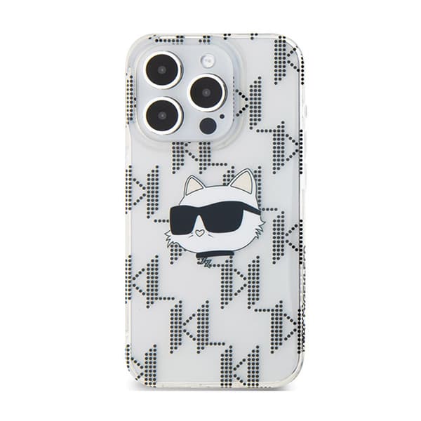 Karl Lagerfeld IML Choupette Hoved & Monogram - iPhone 15 Pro Etui (Klart)