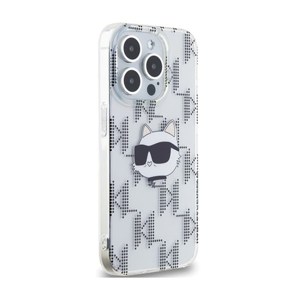 Karl Lagerfeld IML Choupette Hoved & Monogram - iPhone 15 Pro Etui (Klart)