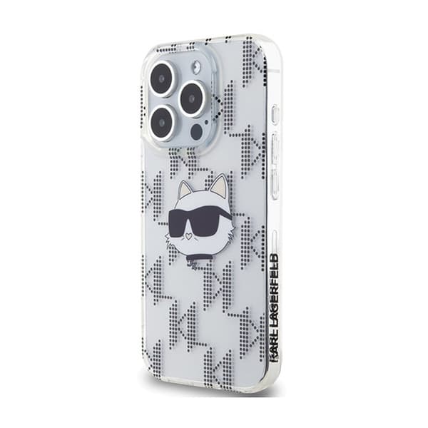 Karl Lagerfeld IML Choupette Hoved & Monogram - iPhone 15 Pro Etui (Klart)