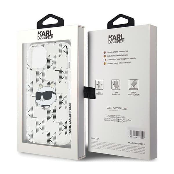 Karl Lagerfeld IML Choupette Head & Monogram - iPhone 15 / 14 / 13 -suojakuori (läpinäkyvä)