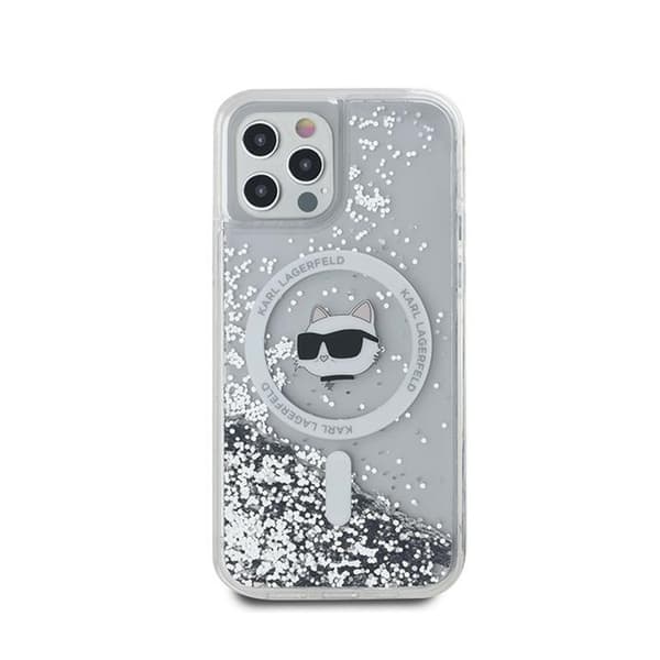 Karl Lagerfeld Liquid Glitter Choupette Head MagSafe - iPhone 12 / iPhone 12 Pro cover (gennemsigtigt)