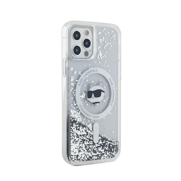 Karl Lagerfeld Liquid Glitter Choupette Head MagSafe - iPhone 12 / iPhone 12 Pro cover (gennemsigtigt)