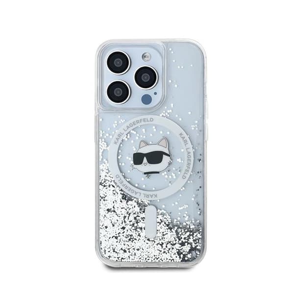 Karl Lagerfeld Liquid Glitter Choupette Head MagSafe - iPhone 13 Pro Max cover (gennemsigtigt)