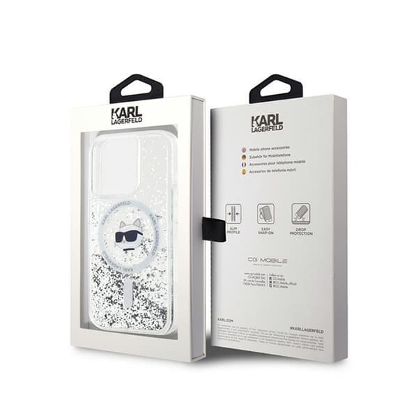 Karl Lagerfeld Liquid Glitter Choupette Head MagSafe - iPhone 13 Pro Max cover (gennemsigtigt)