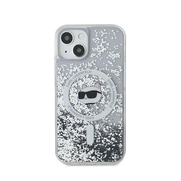 Karl Lagerfeld Liquid Glitter Choupette Head MagSafe - iPhone 15 Plus / 14 Plus -suojakuori (kirkas)