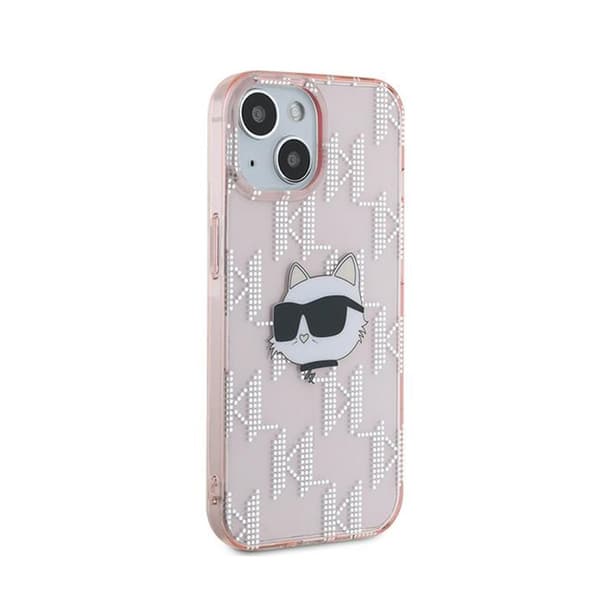 Karl Lagerfeld IML Choupette Head & Monogram - iPhone 13 -suojakuori (Vaaleanpunainen)