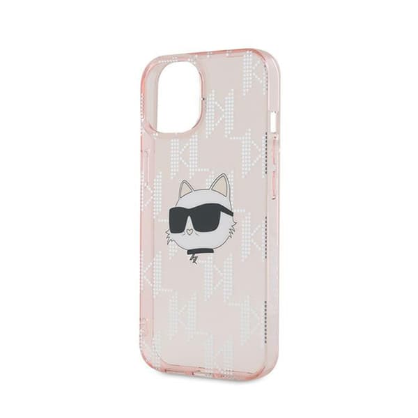 Karl Lagerfeld IML Choupette Head & Monogram - iPhone 13 -suojakuori (Vaaleanpunainen)