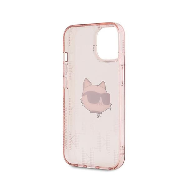 Karl Lagerfeld IML Choupette Head & Monogram - iPhone 13 -suojakuori (Vaaleanpunainen)