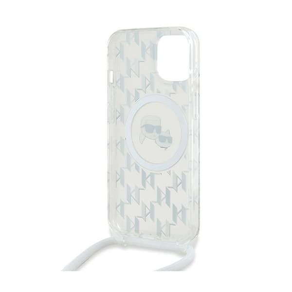 Karl Lagerfeld IML Crossbody Monogram Karl & Choupette Head MagSafe - Etui til iPhone 15 / 14 / 13 (gennemsigtig)