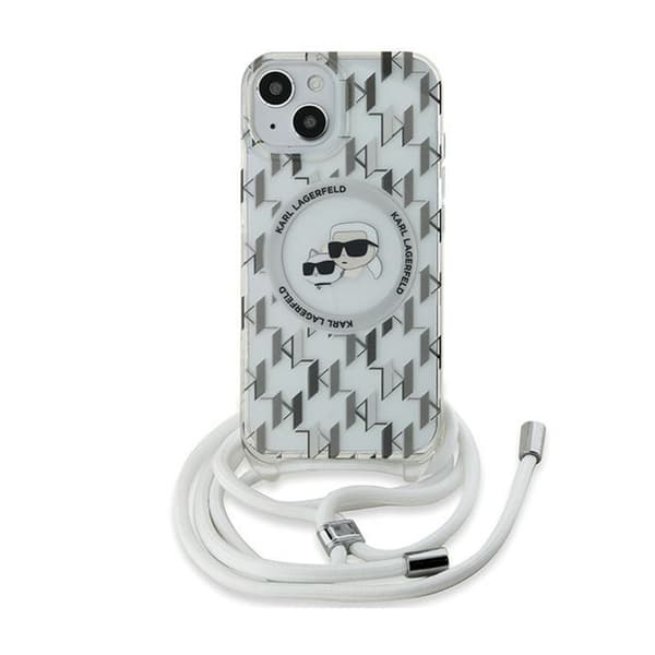 Karl Lagerfeld IML Crossbody Monogram Karl & Choupette Head MagSafe - Etui til iPhone 15 / 14 / 13 (gennemsigtig)
