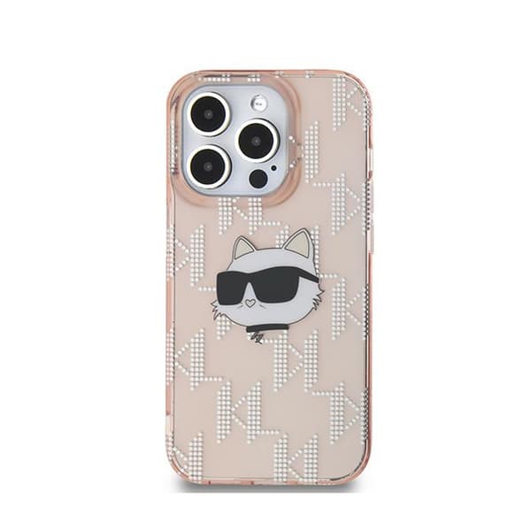 Karl Lagerfeld IML Choupette Head & Monogram - iPhone 13 Pro Max -suojakuori (Vaaleanpunainen)