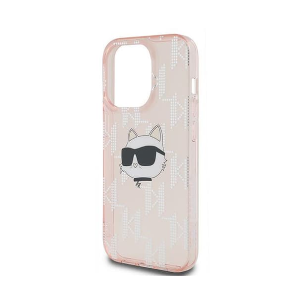 Karl Lagerfeld IML Choupette Head & Monogram - iPhone 13 Pro Max -suojakuori (Vaaleanpunainen)