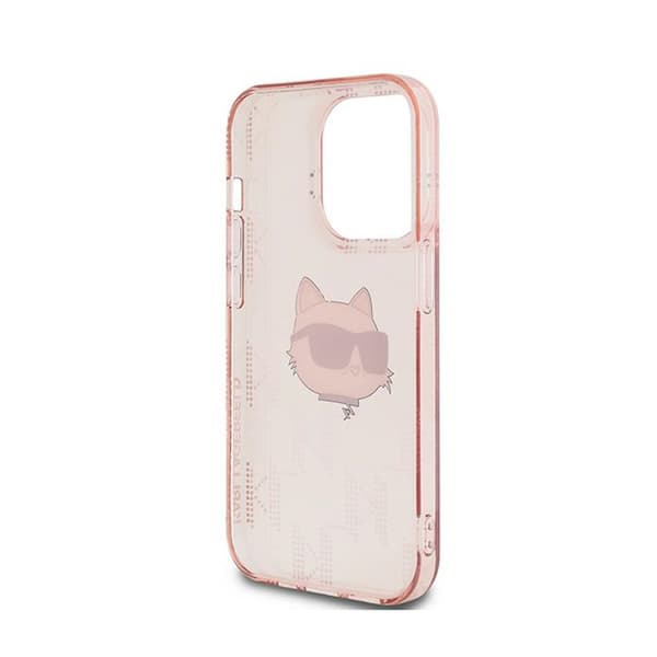 Karl Lagerfeld IML Choupette Head & Monogram - iPhone 13 Pro Max -suojakuori (Vaaleanpunainen)