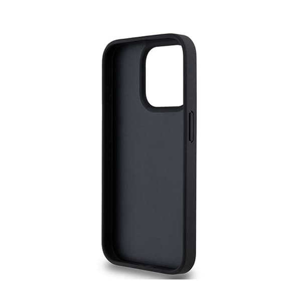 DKNY Nahkaruutukuvioinen yksikuvioinen kuvio ja painetut raidat - iPhone 15 Pro -kotelo (musta)