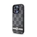 Pikkukuva 2 / 8: DKNY Nahkaruutukuvioinen yksikuvioinen kuvio ja painetut raidat - iPhone 15 Pro -kotelo (musta)