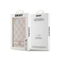 Pikkukuva 8 / 8: DKNY Nahkaruutukuvioinen yksikuvioinen kuvio ja painetut raidat - iPhone 15 Plus / 14 Plus -kotelo (vaaleanpunainen)