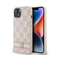 Pikkukuva 1 / 8: DKNY Nahkaruutukuvioinen yksikuvioinen kuvio ja painetut raidat - iPhone 15 Plus / 14 Plus -kotelo (vaaleanpunainen)