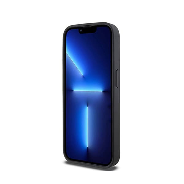 DKNY Nahkaruutukuvioinen yksikuvioinen kuvio ja painetut raidat - iPhone 15 Pro Max -kotelo (musta)