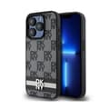 Pikkukuva 1 / 8: DKNY Nahkaruutukuvioinen yksikuvioinen kuvio ja painetut raidat - iPhone 15 Pro Max -kotelo (musta)